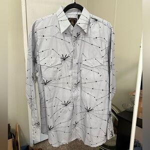 West Advanture Men’s Gray and Black Button Down Shirt size medium NEW WITH TAGS